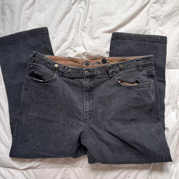 Duluth Trading Company 44x30 Black distressed relaxed wide leg jeans distressed - Picture 6 of 8